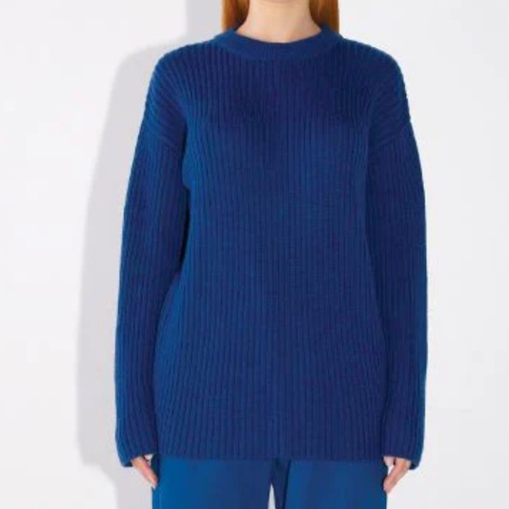 Ahiri Women’s S/P Overside Sweater Navy blue 100%Merino wool